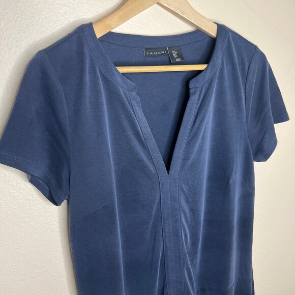 Tahari Navy Modal Short Sleeve Shift Dress Size Small - Picture 3 of 10